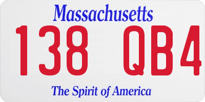 MA license plate 138QB4