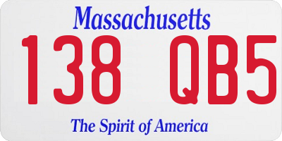 MA license plate 138QB5