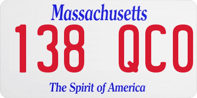 MA license plate 138QC0