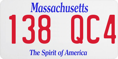 MA license plate 138QC4