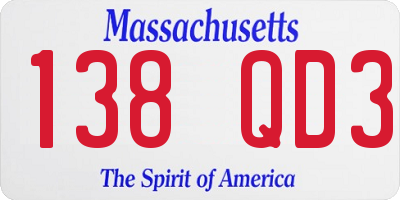 MA license plate 138QD3