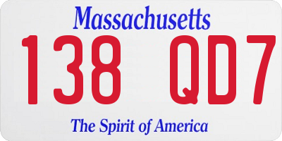 MA license plate 138QD7