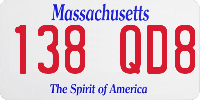 MA license plate 138QD8