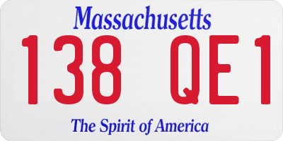 MA license plate 138QE1