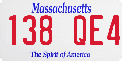 MA license plate 138QE4