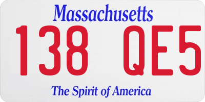 MA license plate 138QE5