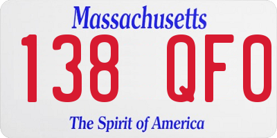MA license plate 138QF0
