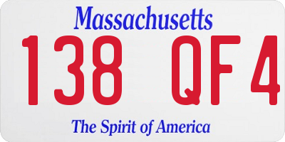 MA license plate 138QF4