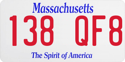 MA license plate 138QF8
