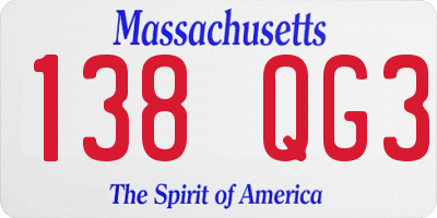 MA license plate 138QG3