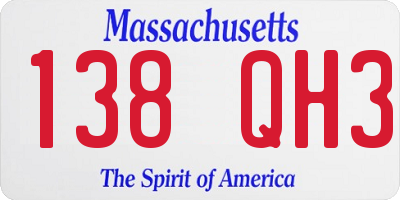 MA license plate 138QH3