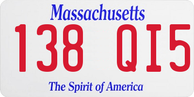 MA license plate 138QI5
