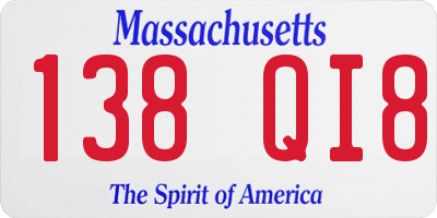 MA license plate 138QI8