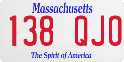 MA license plate 138QJ0