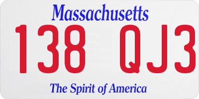 MA license plate 138QJ3