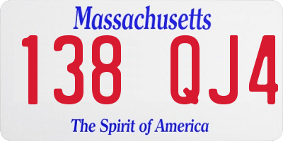 MA license plate 138QJ4