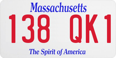 MA license plate 138QK1
