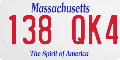 MA license plate 138QK4