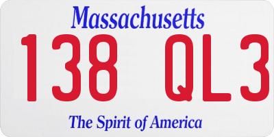 MA license plate 138QL3