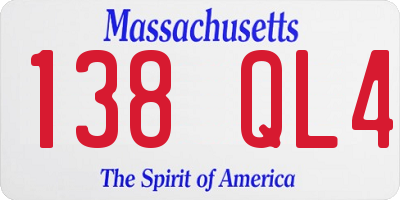 MA license plate 138QL4