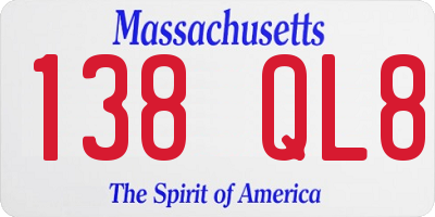 MA license plate 138QL8