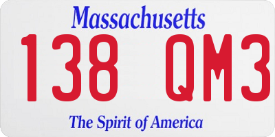 MA license plate 138QM3