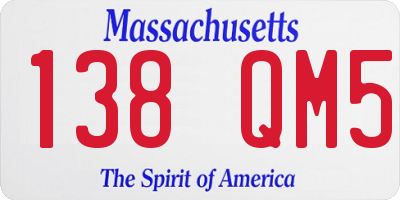 MA license plate 138QM5