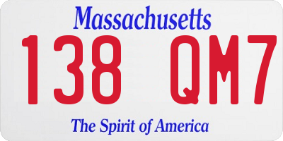 MA license plate 138QM7