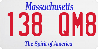 MA license plate 138QM8