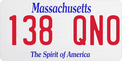 MA license plate 138QN0