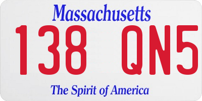 MA license plate 138QN5