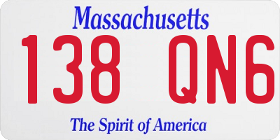 MA license plate 138QN6