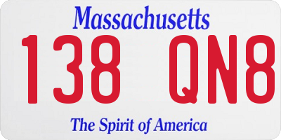 MA license plate 138QN8