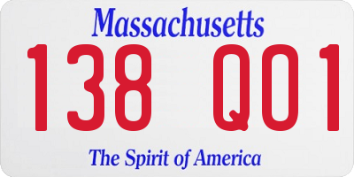 MA license plate 138QO1