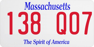 MA license plate 138QO7