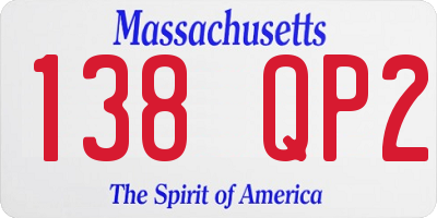 MA license plate 138QP2