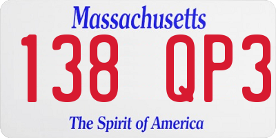 MA license plate 138QP3