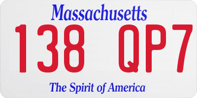 MA license plate 138QP7