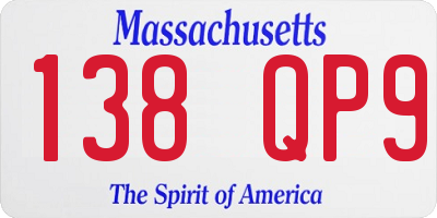 MA license plate 138QP9