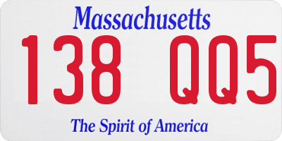 MA license plate 138QQ5