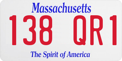 MA license plate 138QR1