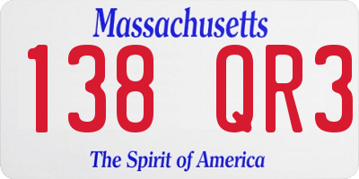 MA license plate 138QR3