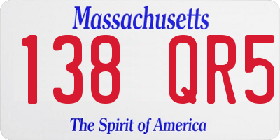 MA license plate 138QR5