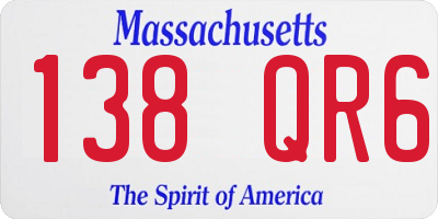 MA license plate 138QR6