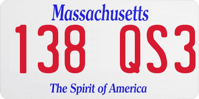 MA license plate 138QS3