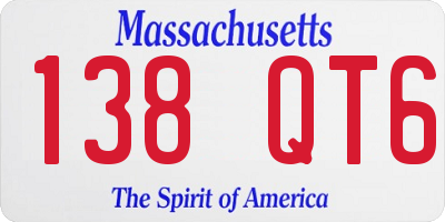 MA license plate 138QT6