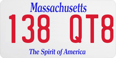 MA license plate 138QT8