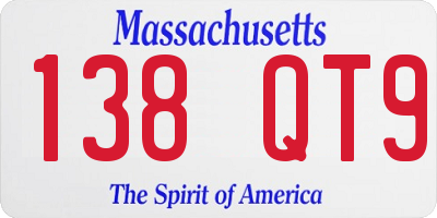 MA license plate 138QT9