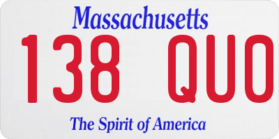 MA license plate 138QU0