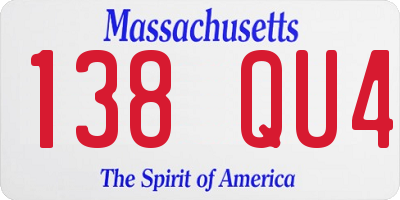 MA license plate 138QU4